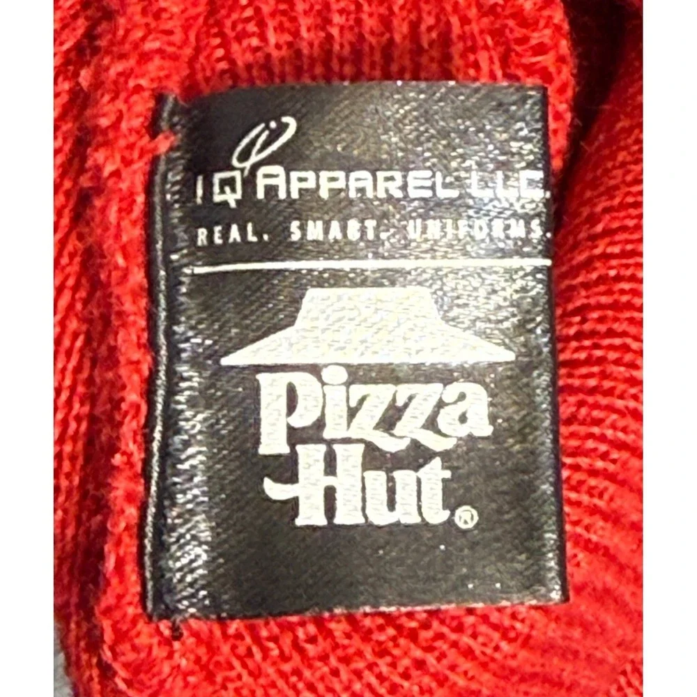 Pizza Hut Red Beanie Hat Stretch Cap w/ White Embroidered Logo Employee‎ Uniform